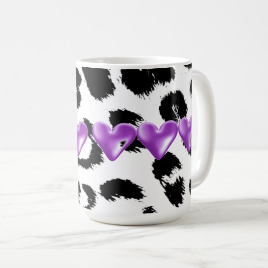 Leopard-Pelzmuster mit Herz Kaffeetasse (VorderseiteRechts)