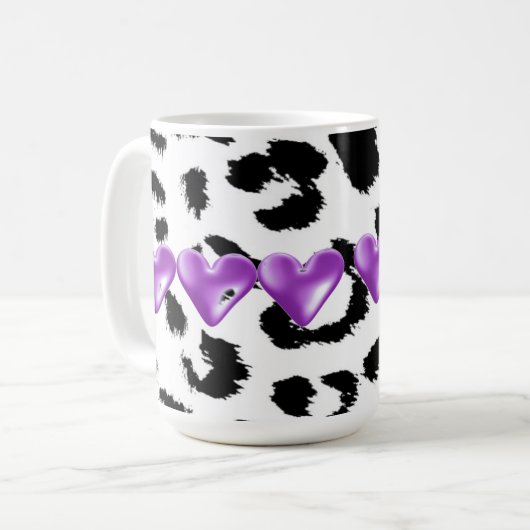 Leopard-Pelzmuster mit Herz Kaffeetasse (Vorderseite Links)