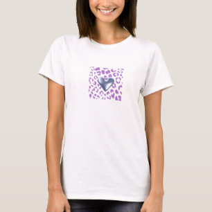 Leopard-Pelzmuster mit Herz-T - Shirt