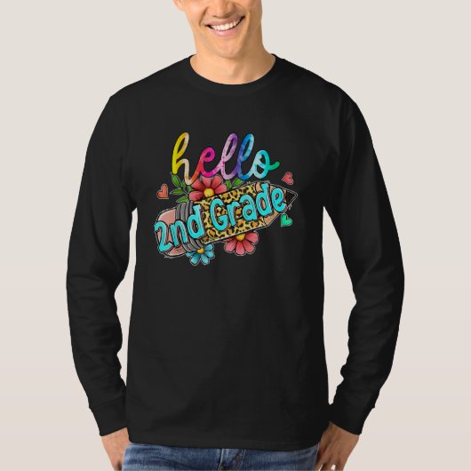 Leopard Pencil Hello 2nd Grade Back To School Kids T-Shirt (Vorderseite)