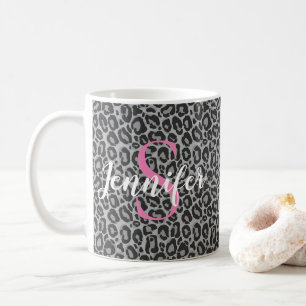 Leopard personalize Pink Monogramm & Name Kaffeetasse