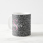Leopard personalize Pink Monogramm & Name Kaffeetasse (Vorderseite Links)