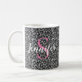 Leopard personalize Pink Monogramm & Name Kaffeetasse (Links)