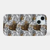 Leopard & Pfingstrosen-Muster iPhone 15 Hülle (Rückseite (Horizontal))