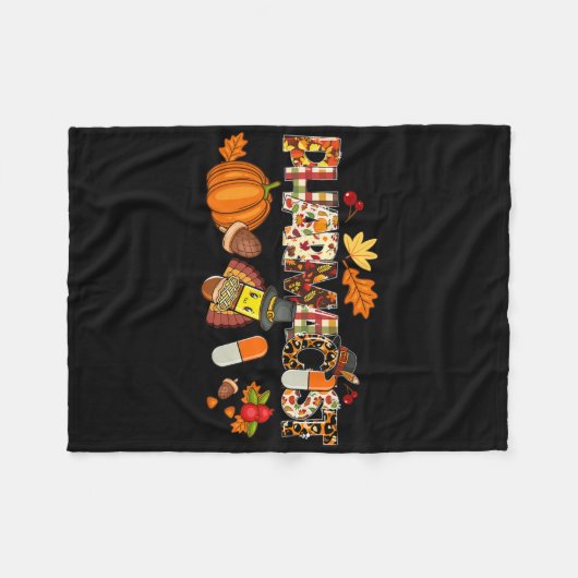 Leopard Pilgrim Hat Fall Erntedank G Fleecedecke (Vorderseite (Horizontal))