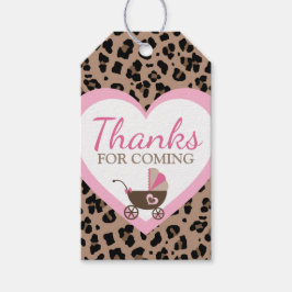 Leopard & Pink Babydusche Danke fürs Kommen Geschenkanhänger