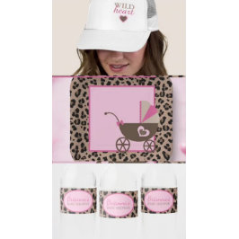 Leopard & Pink Babydusche Danke fürs Kommen Runder Aufkleber