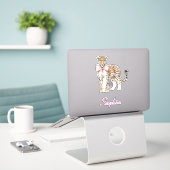 Leopard Pink Bow Aufkleber (Laptop auf Schreibtisch)