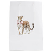 Leopard Pink Bow Birthday Mittlere Geschenktüte (Rückseite)