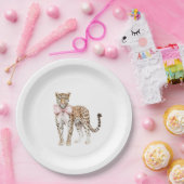 Leopard Pink Bow Birthday Pappteller (Party)