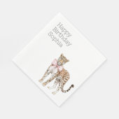 Leopard Pink Bow Birthday Serviette (Ecke)