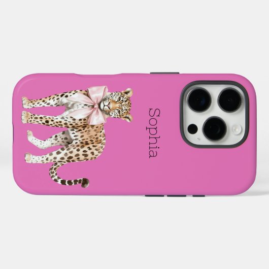 Leopard Pink Bow Case-Mate iPhone Hülle (Rückseite (Horizontal))