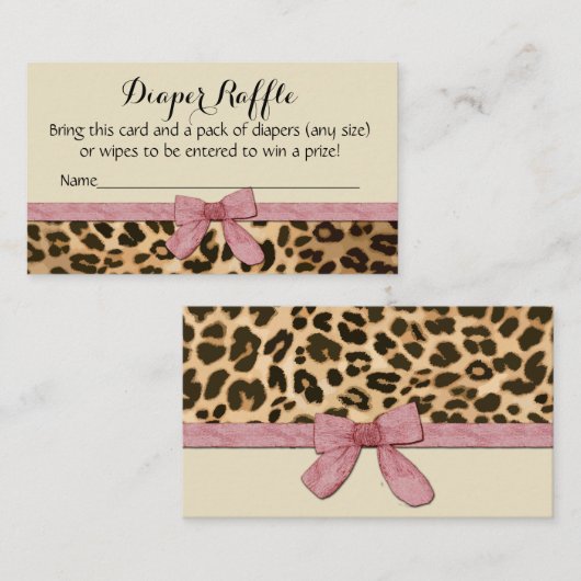 Leopard Pink Bow Girl Dusche Windelwanne Windelwan Begleitkarte (Vorne/Hinten)