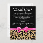 Leopard Pink Bow Girl Safari Baby Dusche Vielen Da Postkarte (Vorne/Hinten)