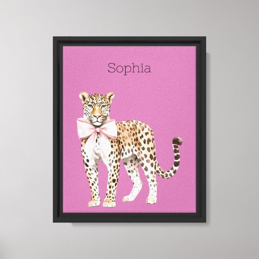 Leopard Pink Bow Hintergrund Leinwanddruck (Vorderseite)