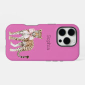 Leopard Pink Bow iPhone Hülle (Rückseite (Horizontal))