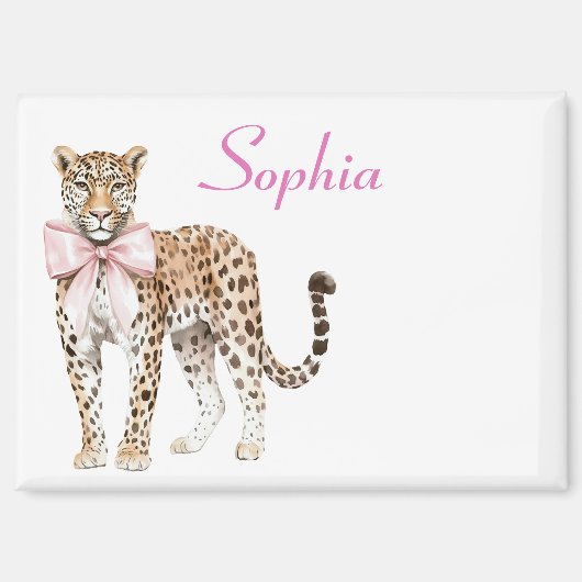 Leopard Pink Bow Magnet (Vorderseite)