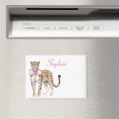 Leopard Pink Bow Magnet (In Situ (Geschirrspüler))