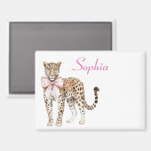 Leopard Pink Bow Magnet (Vorderseite/Rückseite)
