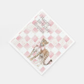 Leopard Pink Bow Squares Geburtstag Serviette (Ecke)
