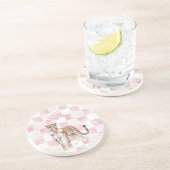 Leopard Pink Bow Squares Getränkeuntersetzer (Seite)