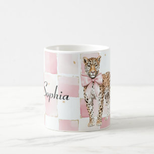 Leopard Pink Bow Squares Kaffeetasse