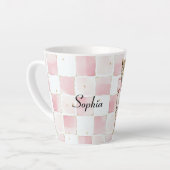 Leopard Pink Bow Squares Milchtasse (Linke Ecke)