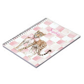 Leopard Pink Bow Squares Notizblock (Linke Seite)