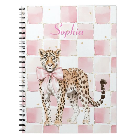 Leopard Pink Bow Squares Notizblock (Vorderseite)