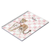 Leopard Pink Bow Squares Notizblock (Linke Seite)