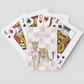 Leopard Pink Bow Squares Spielkarten (Rückseite)