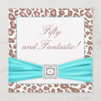Leopard Pink Brown Aquamarine Frauen 50. Geburtsta