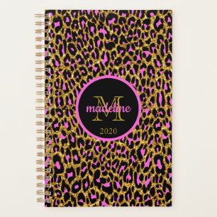 Leopard Pink Gold Sparkle Glam Girl Planner Planer