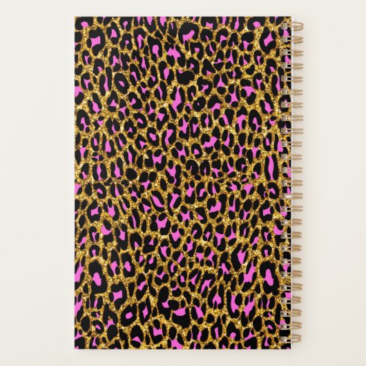 Leopard Pink Gold Sparkle Glam Girl Planner Planer (Rückseite)