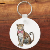 Leopard Pink Kokette Bogen Mädchen Sublimationskun Schlüsselanhänger (Vorderseite)