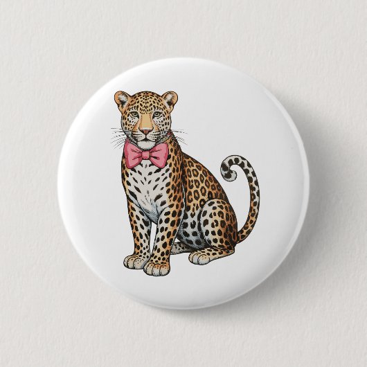 Leopard Pink Kokette Bogen Mädchenhaft Sublimation Button (Vorderseite)