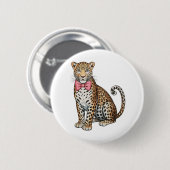 Leopard Pink Kokette Bogen Mädchenhaft Sublimation Button (Vorne & Hinten)