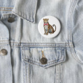 Leopard Pink Kokette Bogen Mädchenhaft Sublimation Button (Beispiel)