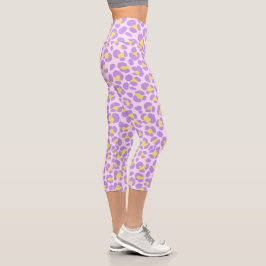 Leopard Pink Lila gelb Capri Leggings
