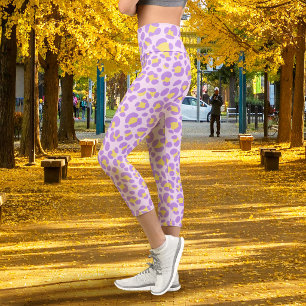 Leopard Pink Lila Gelb Capri Leggings