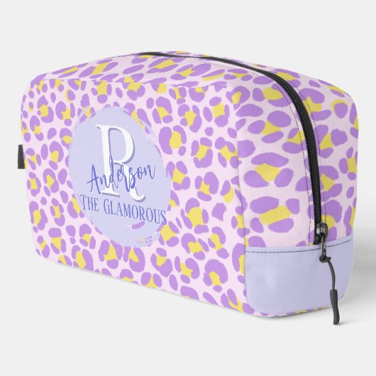 Leopard Pink Lila Gelb Personalisiert Waschbeutel (Rechte Ecke)
