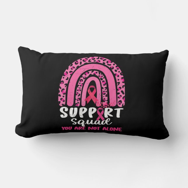 Leopard Pink Rainbow Support Squad Brustkrebs A Lendenkissen (Vorderseite)