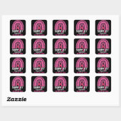 Leopard Pink Rainbow Support Squad Brustkrebs A Quadratischer Aufkleber (Blatt)