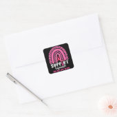 Leopard Pink Rainbow Support Squad Brustkrebs A Quadratischer Aufkleber (Umschlag)