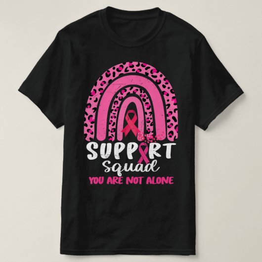 Leopard Pink Rainbow Support Squad Brustkrebs A T-Shirt (Design vorne)