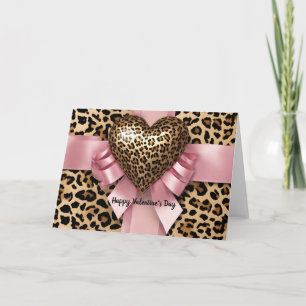Leopard-Pink-Ribbon-Valentinstag-Herzkarte Karte