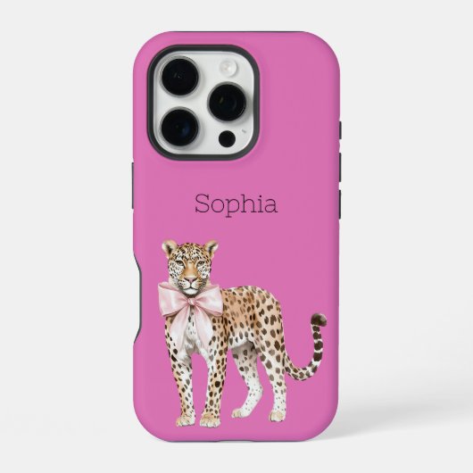 Leopard Pink Schleife iPhone Hülle (Rückseite)