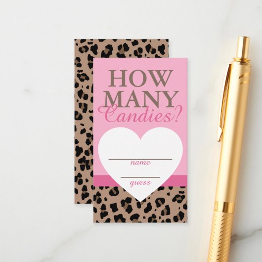 Leopard & Pink Wie viele Candies Game Guards Karte (Vorderseite/Rückseite Beispiel)