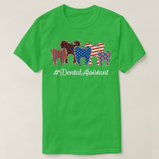 Leopard Plaid Tooth Teeth Dental Assistant 4th Of T-Shirt (Design vorne)