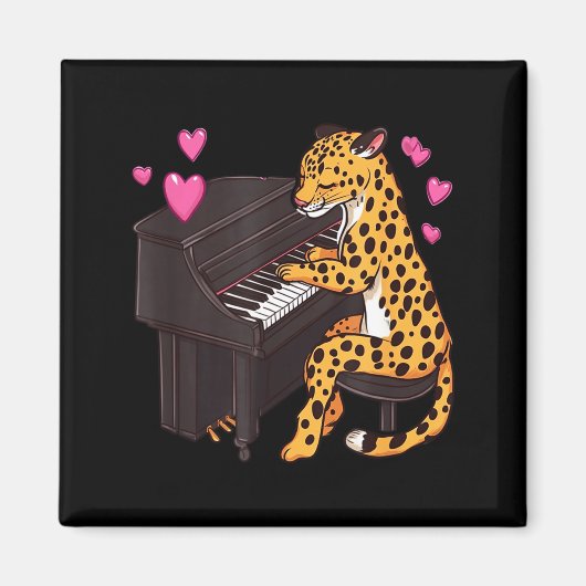 Leopard Playing Ano Valentines Day Funny Leopard Magnet (Vorne)